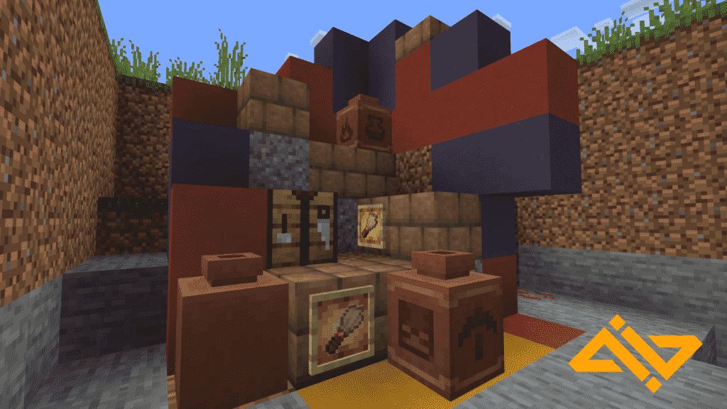 Minecraft 1.20'de boyalı pişmiş toprakların önünde yeni dekore edilmiş kaplar