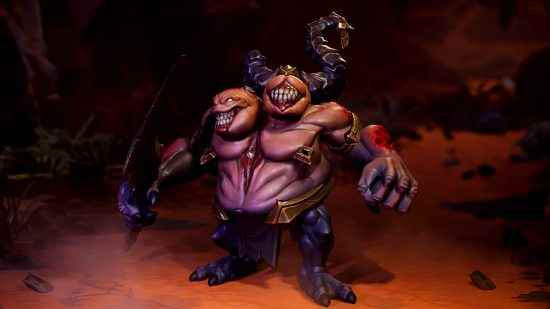 Stormgate Infernal Host - The Brute, sırıtan yüzlere sahip iki başlı bir yaratık.