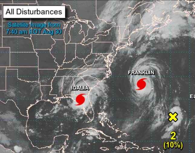 30 Ağustos 2023'te Florida'daki Idalia Kasırgası'nın haritası. 